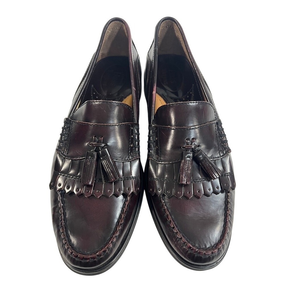 Bass Weejuns 10M Vintage Leather Kiltie Tassel Loafers Burgundy Preppy Classic